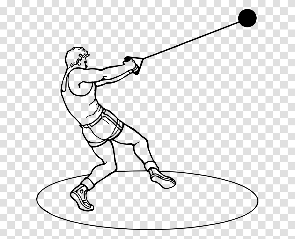 Hammer Throw Track Field Sports Athlete Drawing, Gray, World Of Warcraft Transparent Png