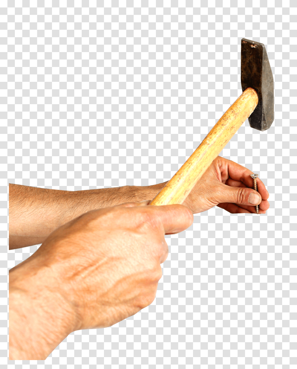 Hammering A Nail Image, Person, Human, Tool, Axe Transparent Png