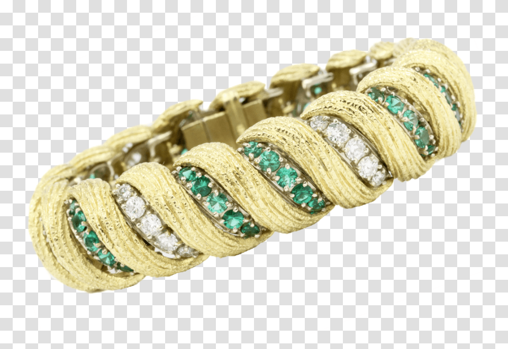 Hammerman Bros 18k Gold Diamond Emerald Barber Pole Bracelet, Snake, Reptile, Animal, Accessories Transparent Png