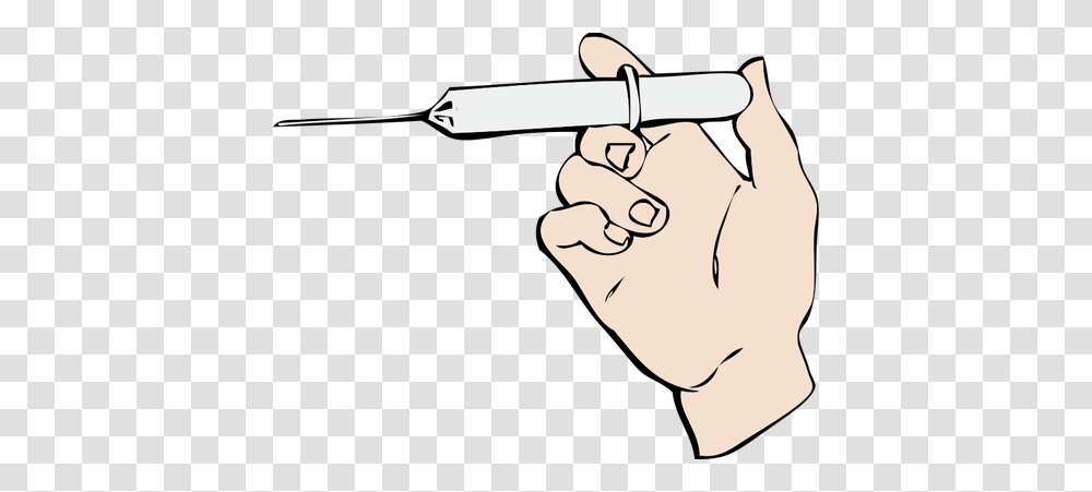 Hand And Syringe Vector Image, Gun, Weapon, Weaponry Transparent Png