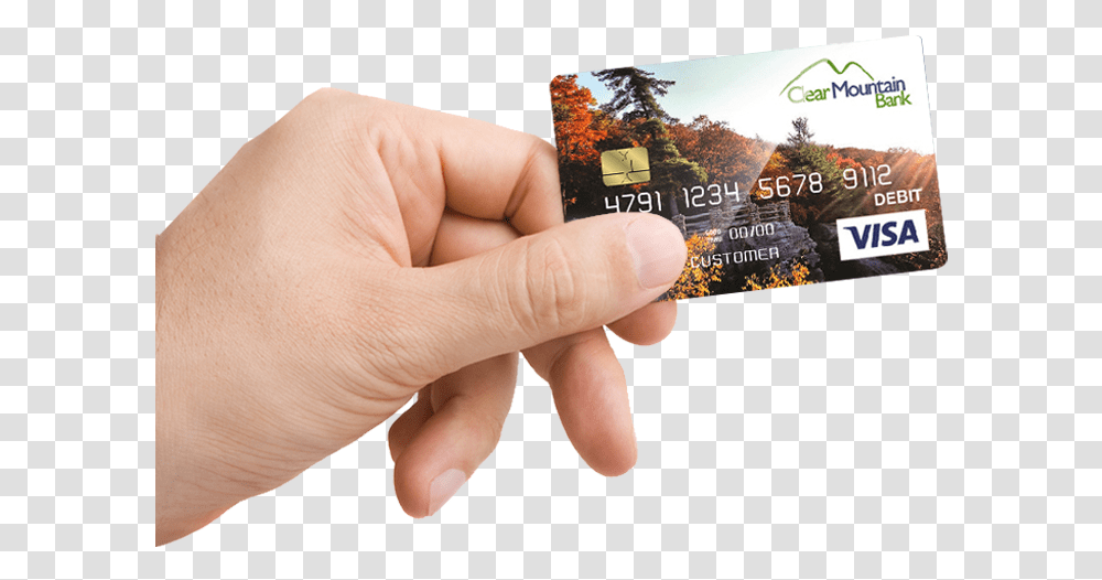 Hand Clear Mountain Bank Card, Person, Human, Credit Card Transparent Png