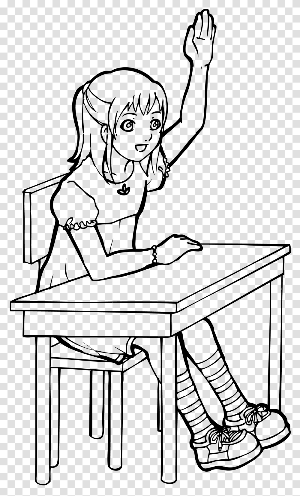 Hand Clipart Art, Female, Girl, Table, Furniture Transparent Png