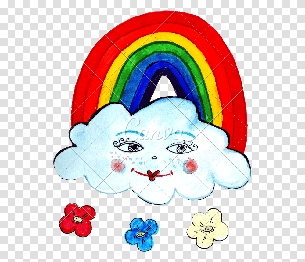 Hand Drawing Of Colorful Watercolor Rainbow And Clouds, Modern Art, Doodle Transparent Png