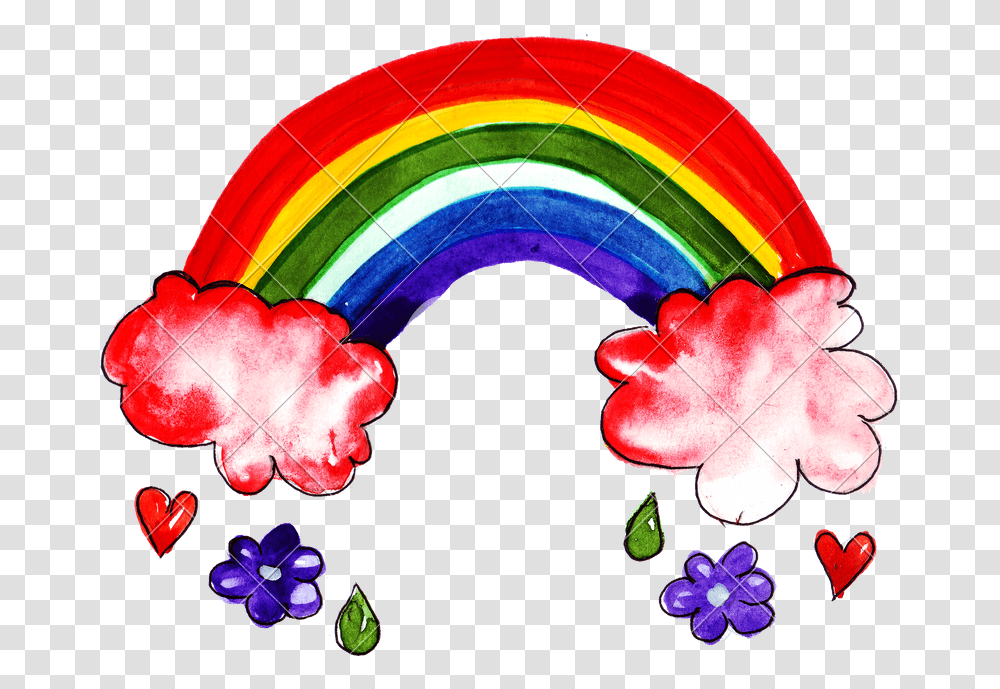 Hand Drawing Of Colorful Watercolor Rainbow, Purple, Heart Transparent Png