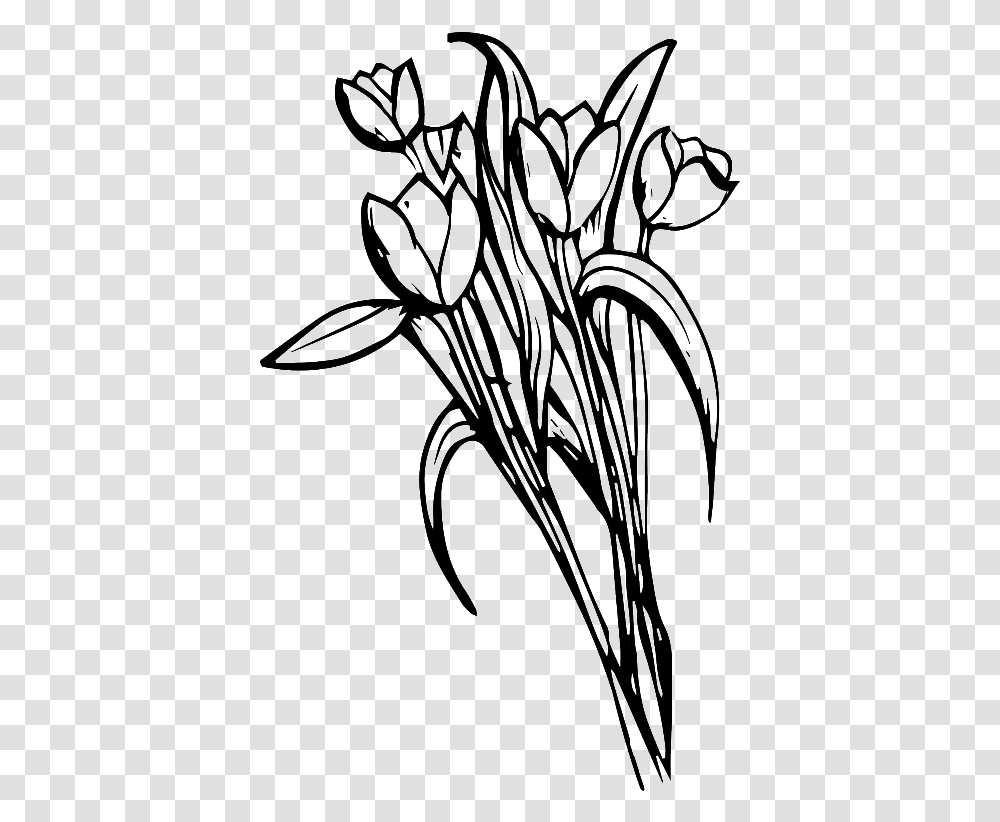 Hand Drawn Black And White Flowers Love Vector Iris, Floral Design, Pattern Transparent Png