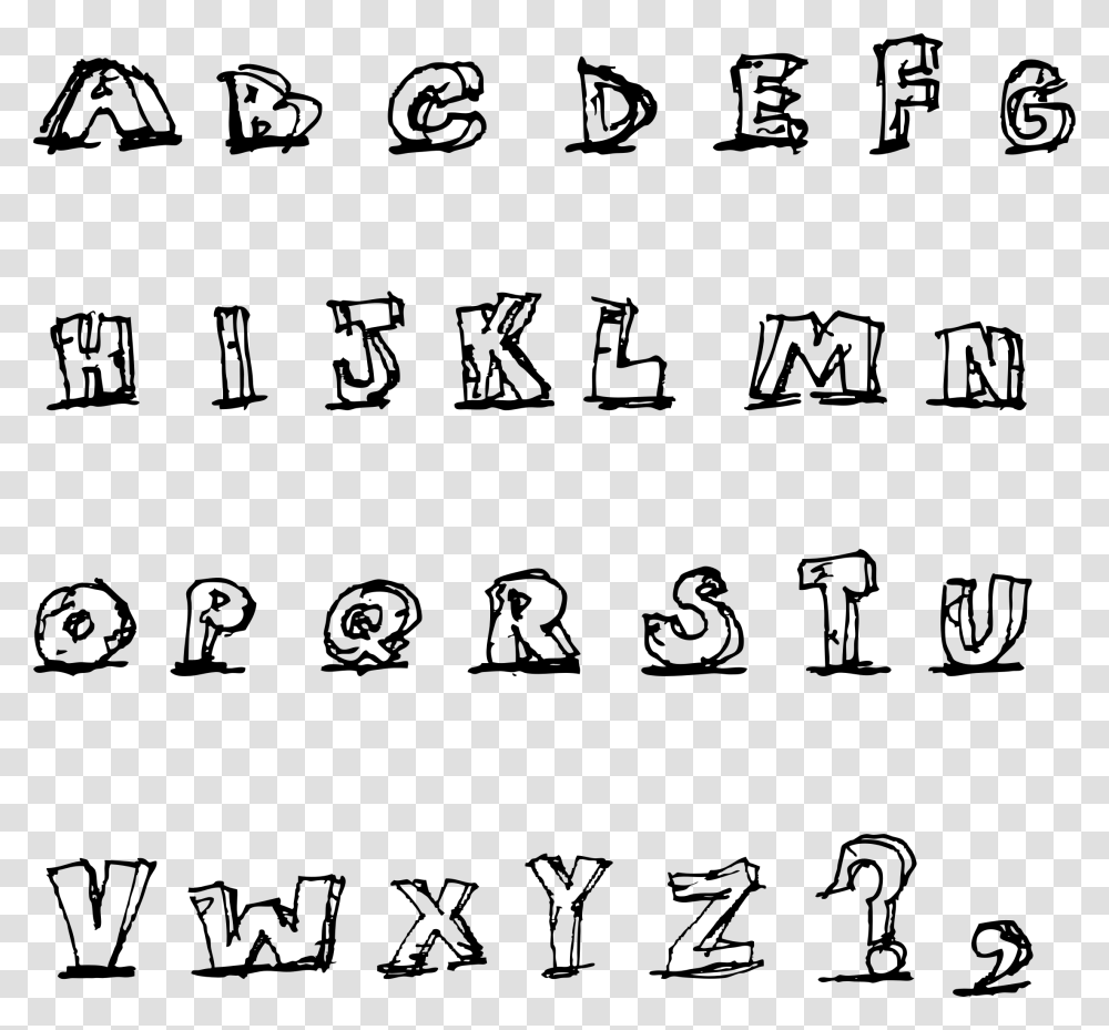 Hand Drawn Blocky Alphabet In Caps Clip Arts, Gray, World Of Warcraft Transparent Png