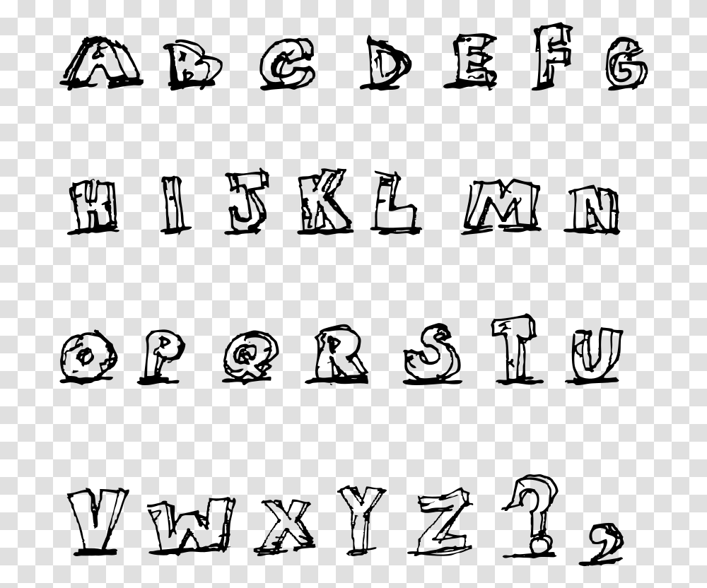 Hand Drawn Blocky Alphabet In Caps Hand Drawn Letters, Gray, World Of Warcraft Transparent Png