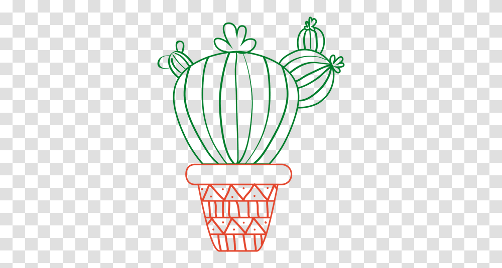 Hand Drawn Cactus In Green And Red & Svg Cactus Empty Pot Clipart, Symbol, Emblem, Logo, Trademark Transparent Png