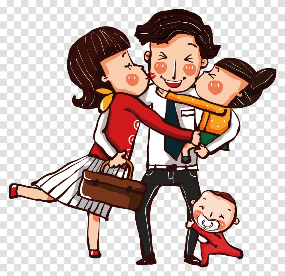 Hand Drawn Cartoon Family Decoration Vector, Person, People, Drawing, Doodle Transparent Png