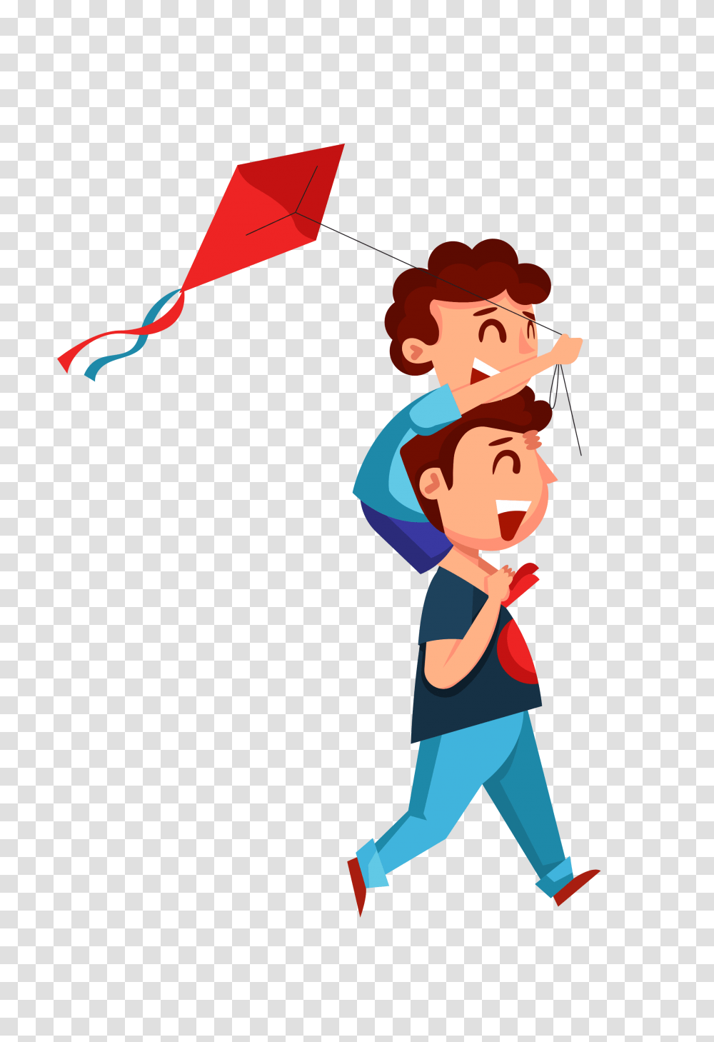 Hand Drawn Cartoon Father And Son Playing Decorative Images, Number, Person Transparent Png