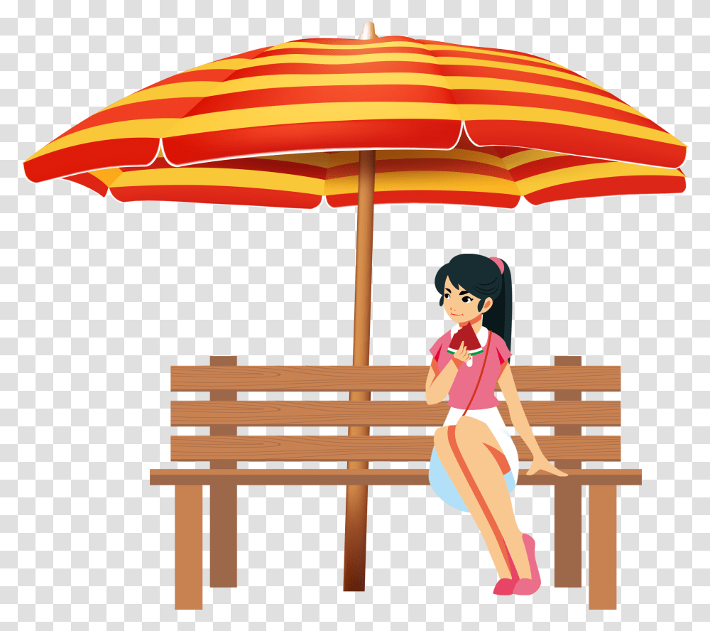 Hand Drawn Cartoon Girl Vacation Decoration Vector Old Man Sitting Clipart, Patio Umbrella, Garden Umbrella, Person, Human Transparent Png