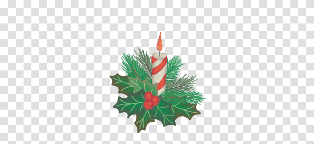 Hand Drawn Christmas Candle With Holly Berries And Pine Branches, Cake, Dessert, Food, Birthday Cake Transparent Png