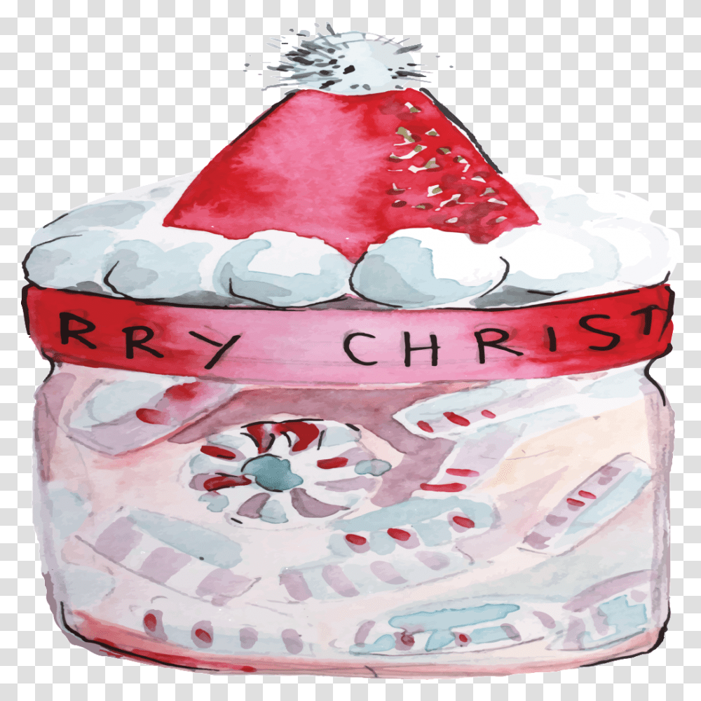 Hand Drawn Christmas Candy Jar Cartoon, Birthday Cake, Dessert, Food, Diaper Transparent Png