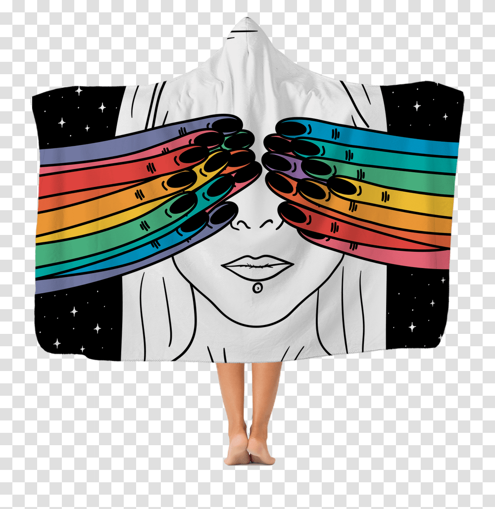 Hand Drawn Closed Eyes Premium Adult Hooded Blanket Puterea Este In Tine, Person, Drawing, Doodle Transparent Png