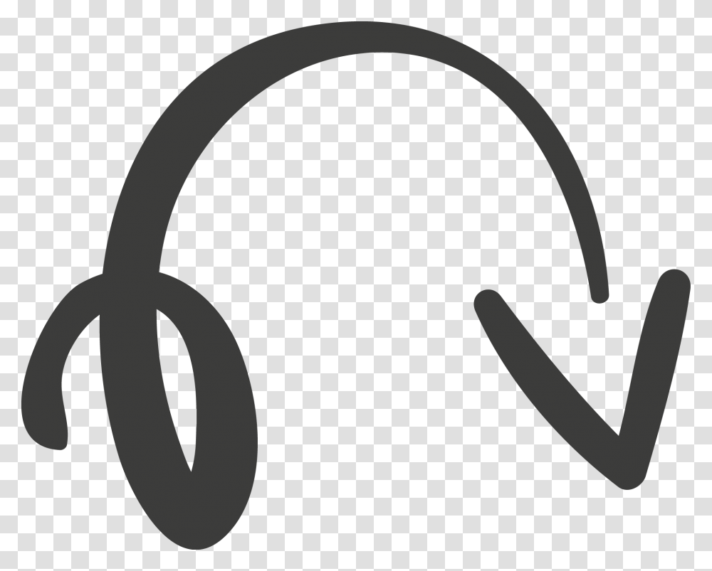 Hand Drawn Crooked Material Curved Hand Drawn Arrow, Electronics, Headphones, Headset Transparent Png
