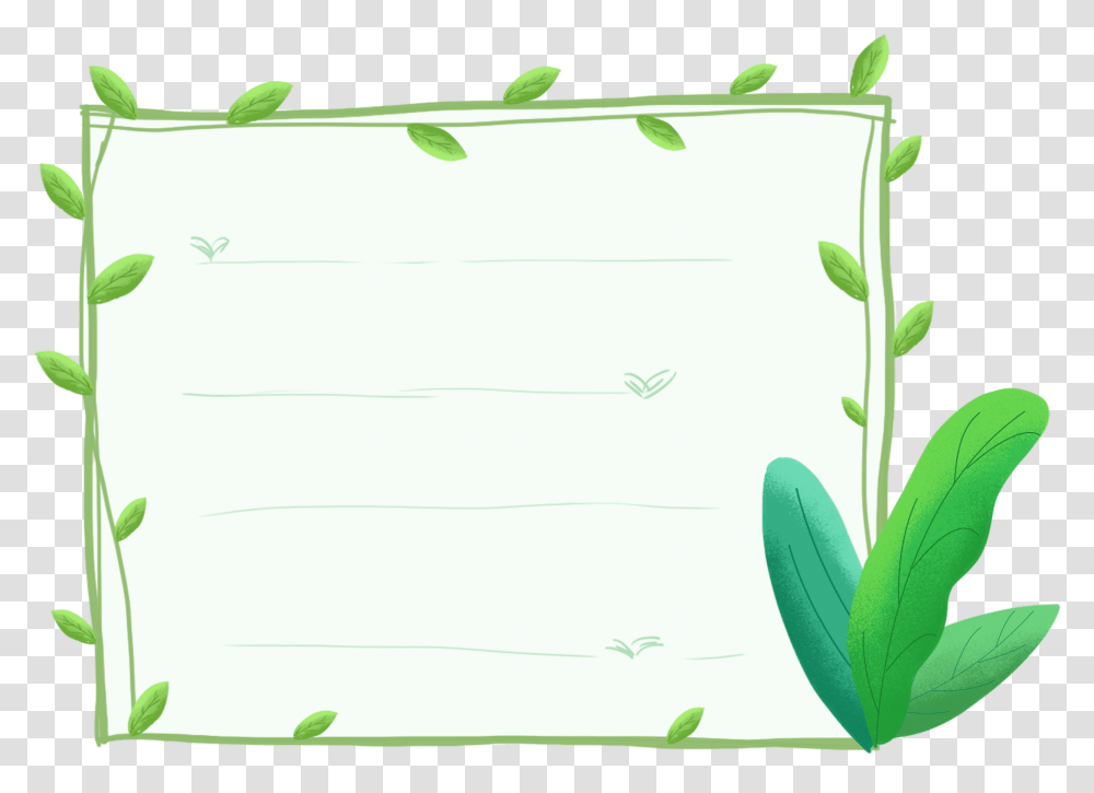 Hand Drawn Dialog Painted Green Leaves Plant Borders Floral Design, Scroll Transparent Png