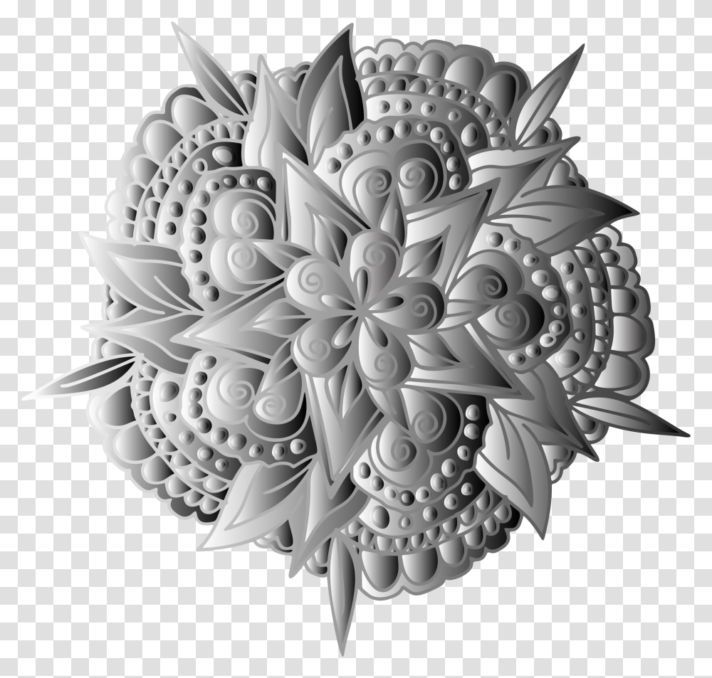 Hand Drawn Floral Line Art Grayscale Clip Arts Lotus Drawing, Pattern, Floral Design, Chandelier Transparent Png