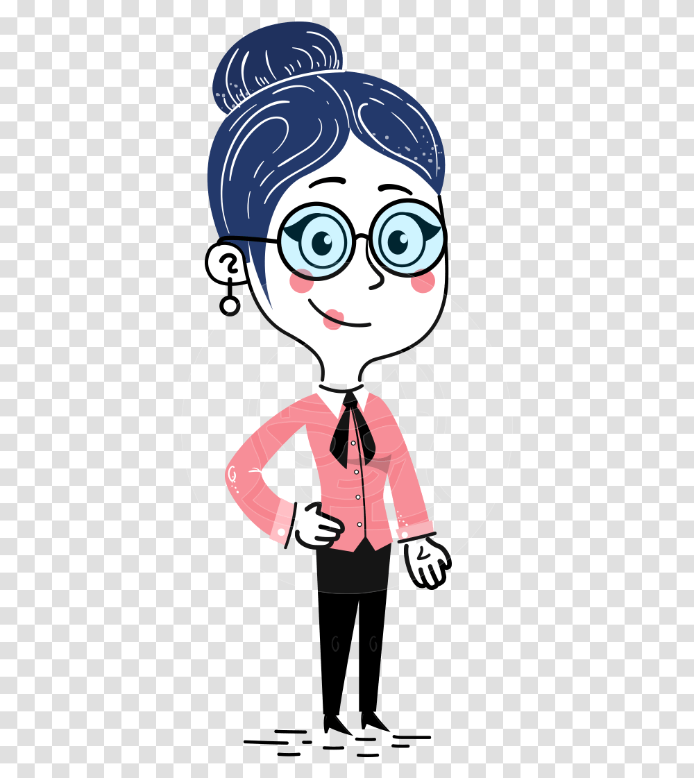 Hand Drawn Illustration Of Flat Businesswoman Character Blushing Woman Flat Design, Performer, Drawing Transparent Png