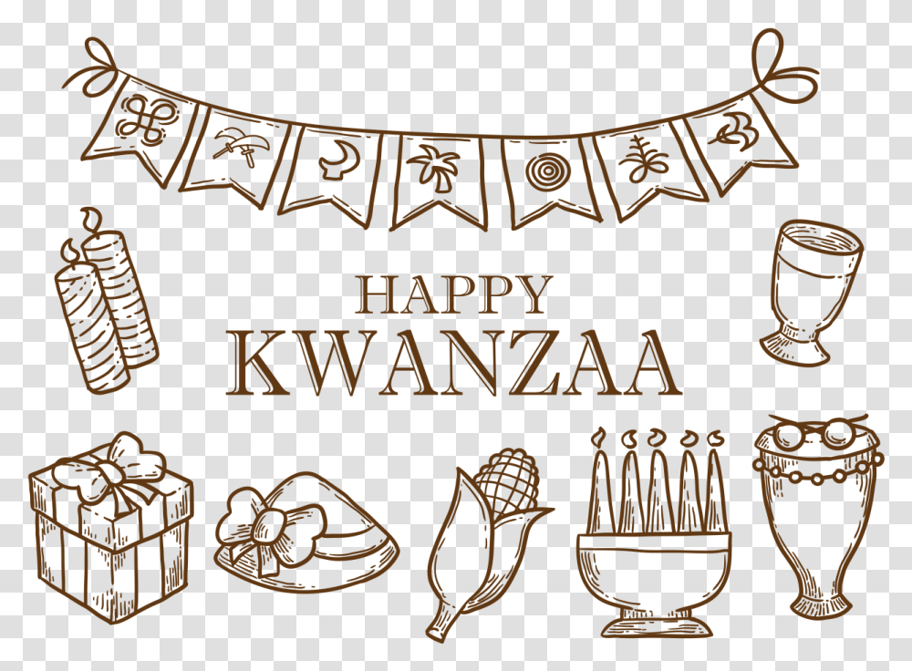 Hand Drawn Kwanzaa Icons Vector Kwanzaa Drawing, Alphabet Transparent Png