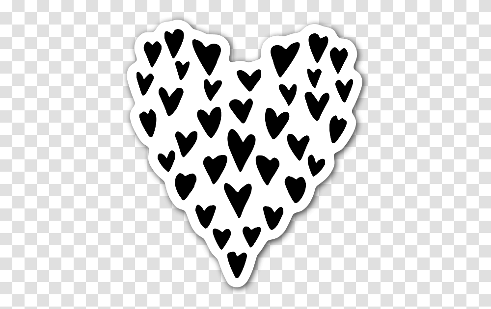 Hand Drawn Little Hearts To Make Up A Big Heart Sticker Little Hearts Black, Seed, Grain, Produce, Vegetable Transparent Png