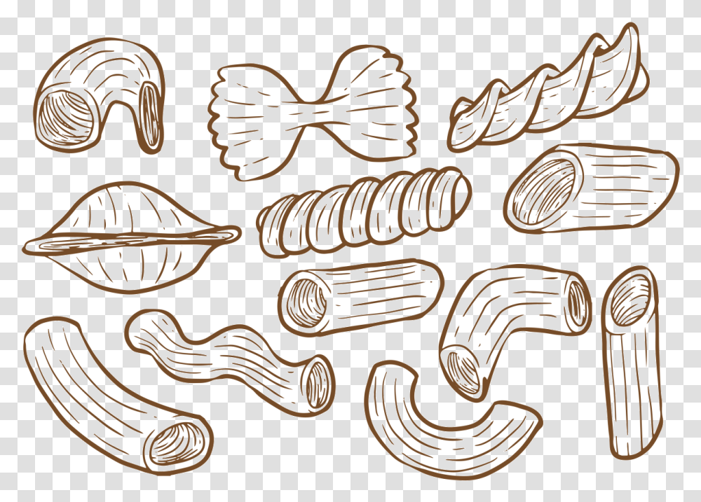 Hand Drawn Macaroni Vector Macaroni Drawing, Spiral, Mustache, Pillow Transparent Png
