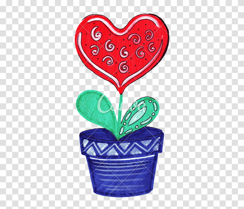 Hand Drawn Markers And Paints Of A Heart Drawn, Plant, Food, Leaf Transparent Png