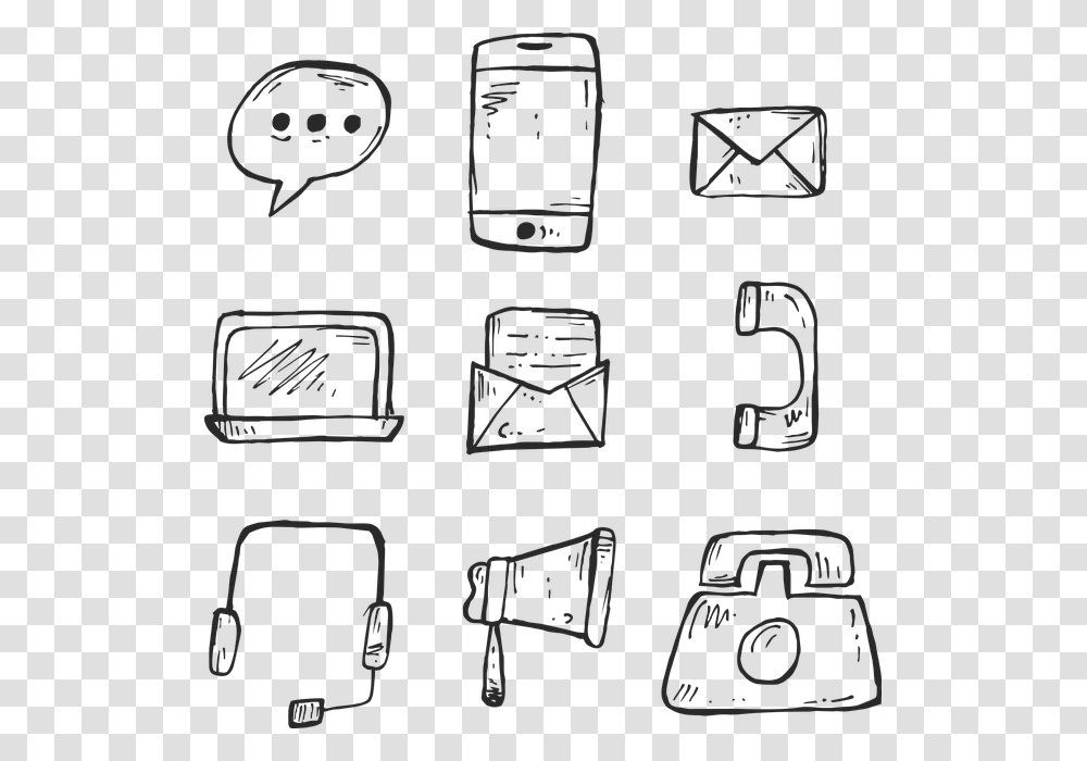 Hand Drawn Phone, Alphabet, Number Transparent Png