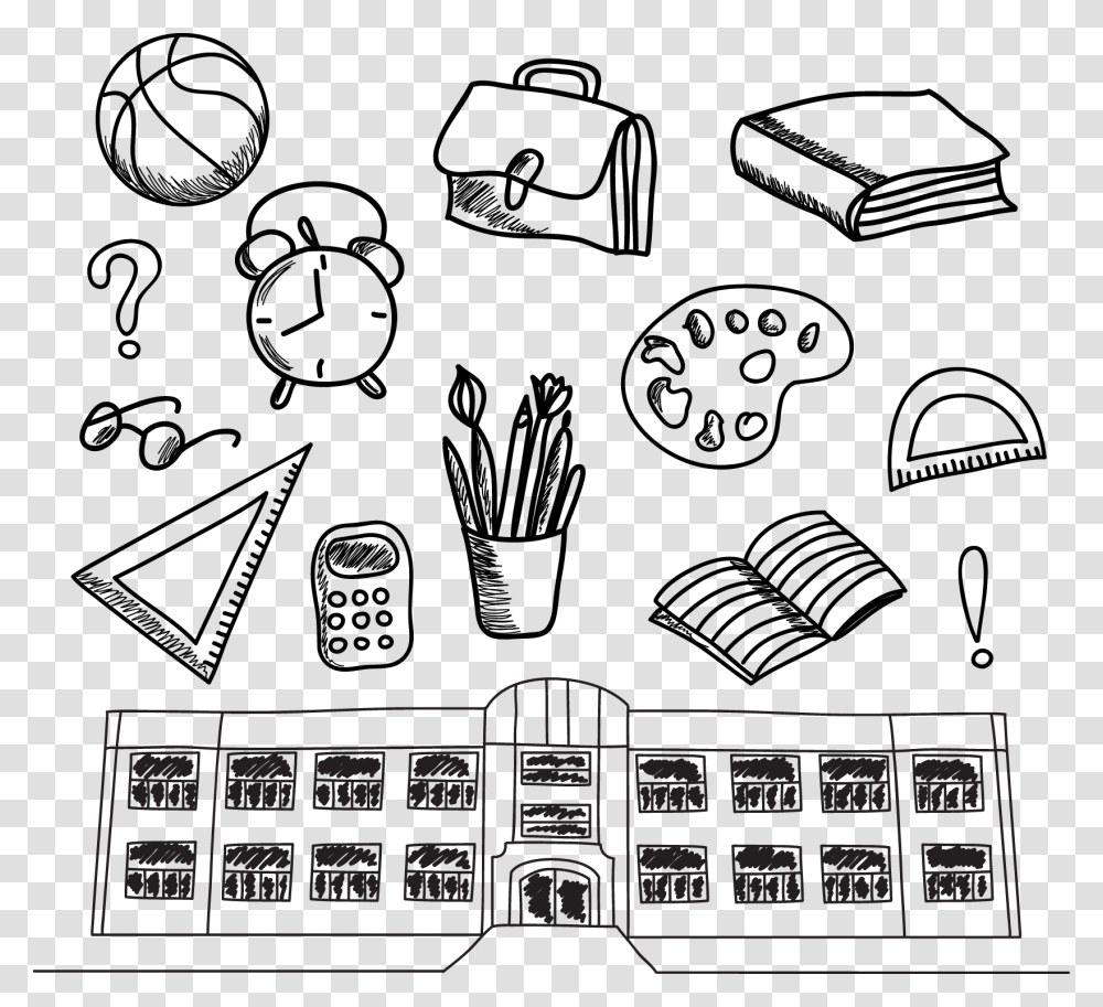 Hand Drawn School Supplies, Pillow, Cushion, Drawing Transparent Png