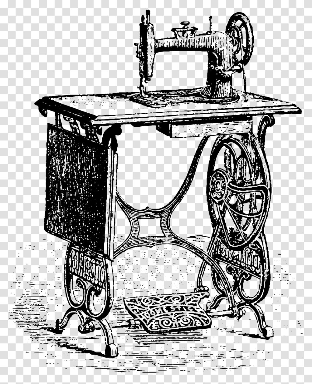 Hand Drawn Sketch Vintage Sewing Machine Decoration Illustration Old Sewing Machine, Appliance, Electrical Device Transparent Png