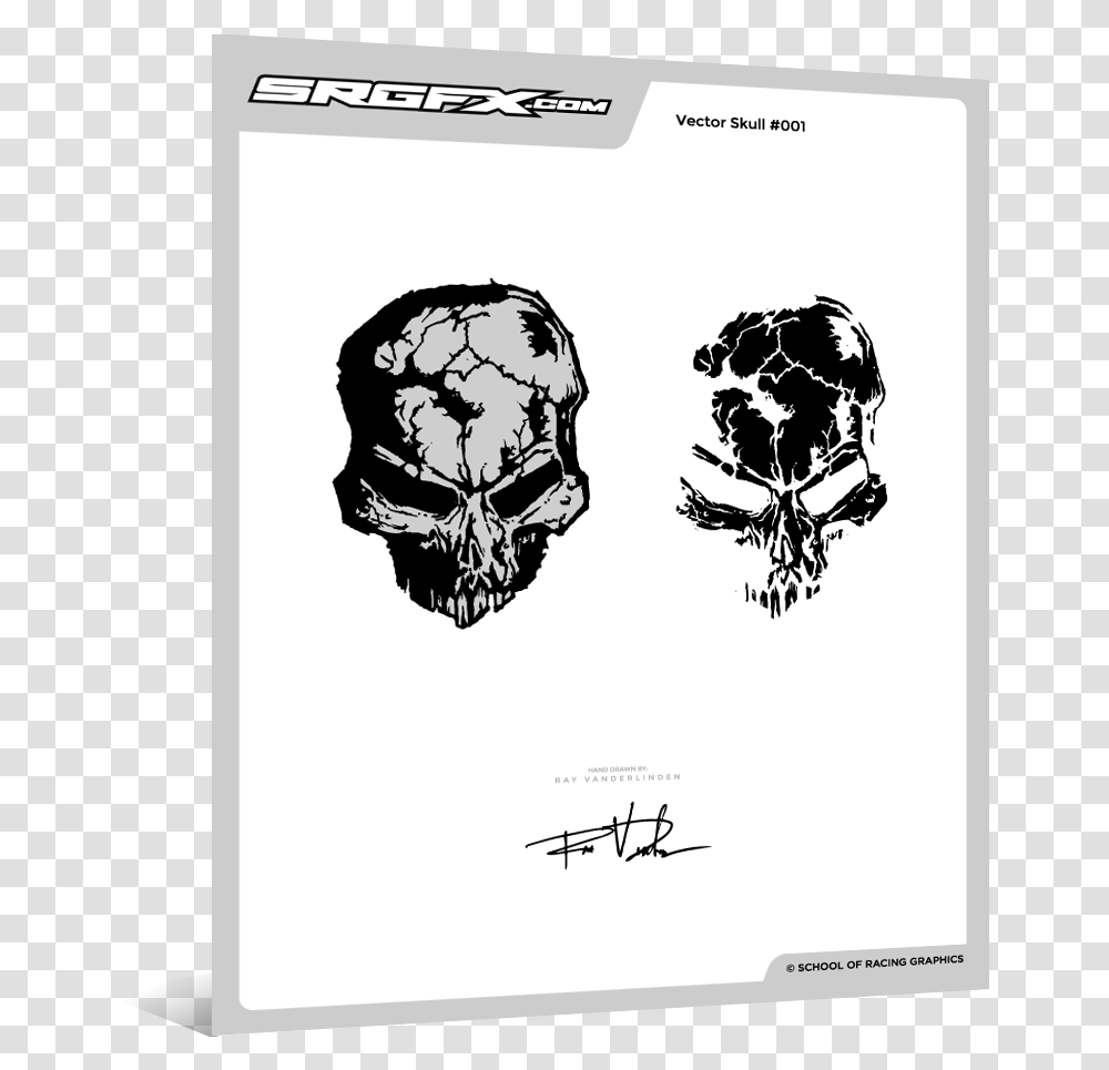 Hand Drawn Vector Skull 001 Creepy, Text, Stencil, Label, Signature Transparent Png