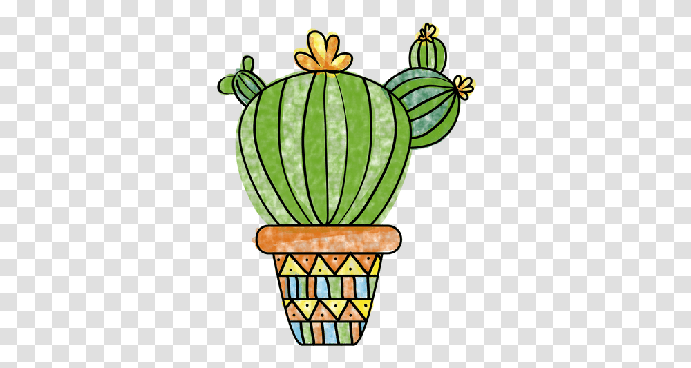 Hand Drawn Watercolor Cactus And Pot & Svg Watercolour Cactus In Pot, Animal, Lamp, Insect, Invertebrate Transparent Png