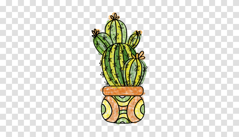 Hand Drawn Watercolor Cactus Plant Pot, Food, Architecture, Building, Dynamite Transparent Png