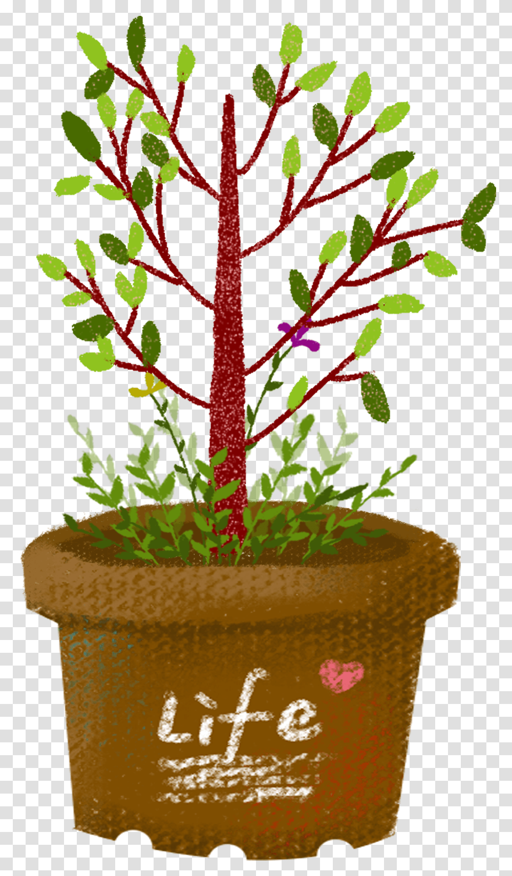 Hand Drawn Wind Cartoon Plant Flowers Chu Cy Cnh Cartoon, Pineapple, Fruit, Food, Pot Transparent Png
