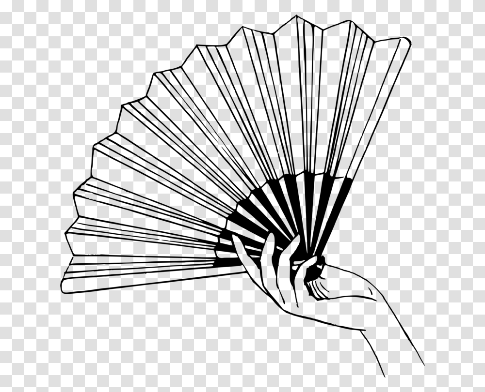 Hand Fan Drawing Black And White Ceiling Fans, Gray, World Of Warcraft Transparent Png