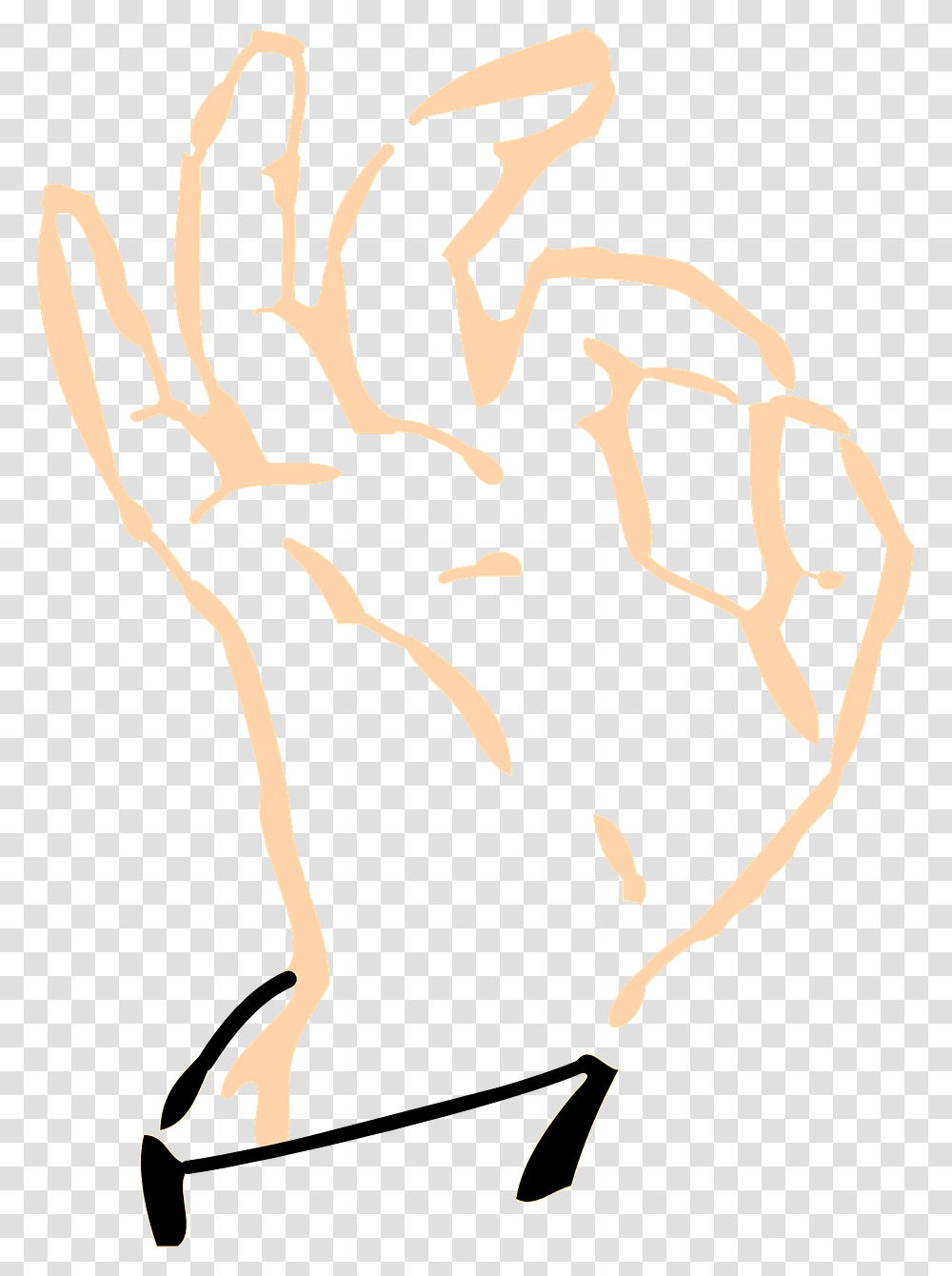 Hand Finger Thumb Gesture Ok, Paper, Crowd, Stencil Transparent Png