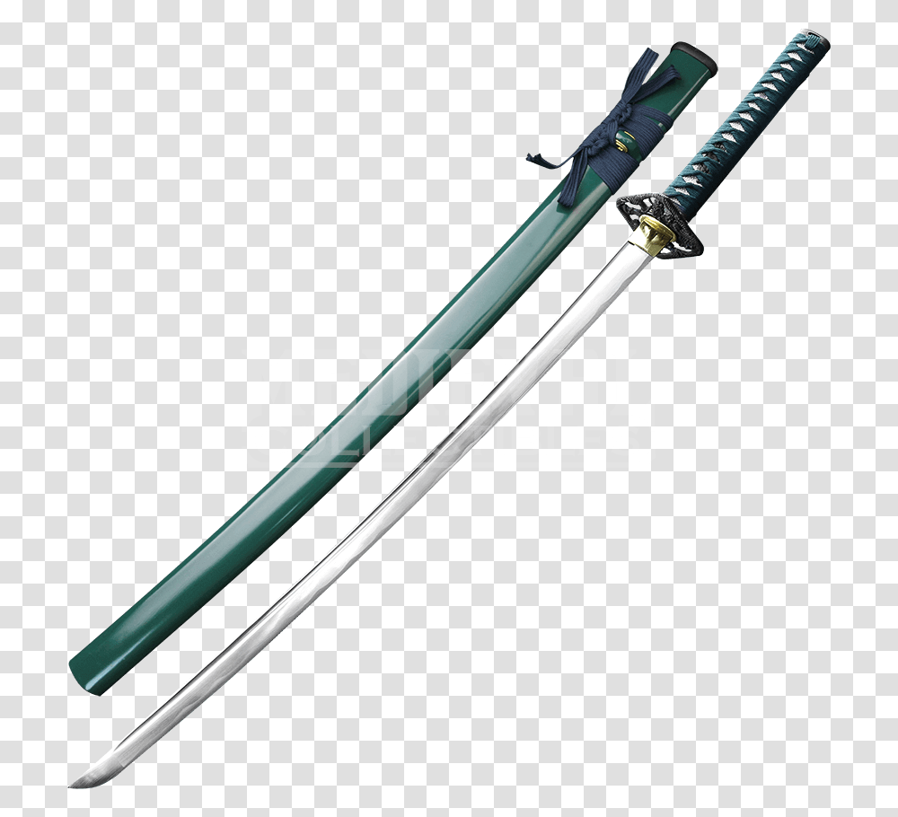 Hand Forged Samurai Sword With Green Scabbard Japanese Dual Katana Swords, Blade, Weapon, Weaponry Transparent Png