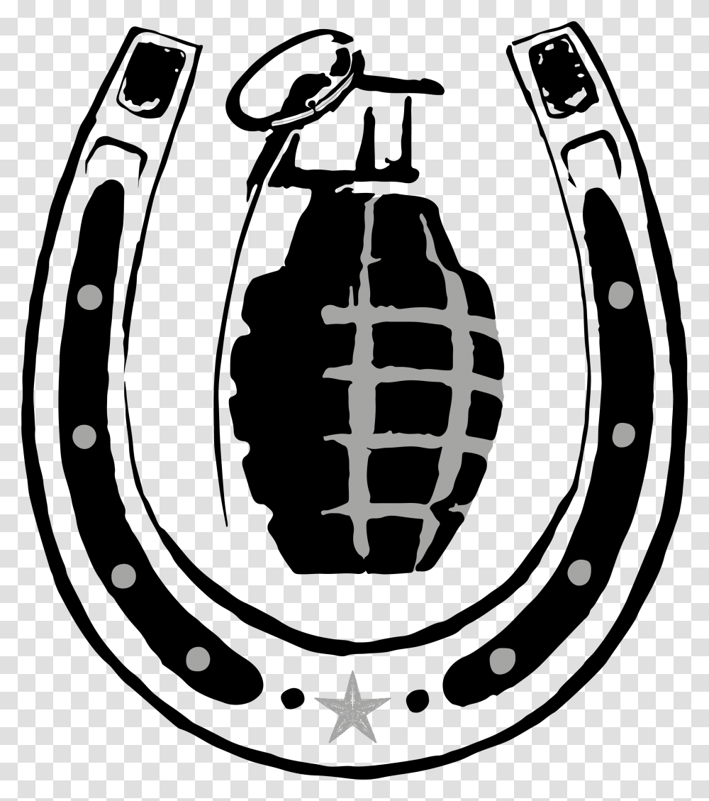 Hand Grenade Stencil, Horseshoe, Bomb, Weapon, Weaponry Transparent Png