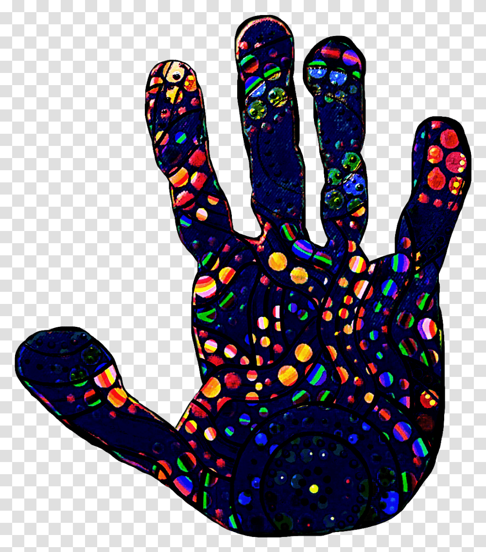 Hand Handprint Rainbow Dots Handprints Rainbowhand, Apparel, Animal Transparent Png