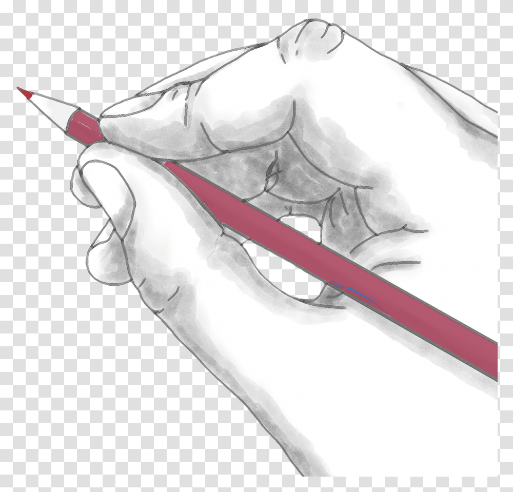 Hand Holding A Red Pencil Download Gambar Tangan Menulis, Drawing, Tent, Injection Transparent Png