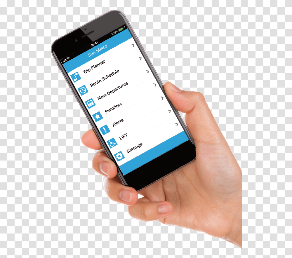 Hand Holding An Iphone With The Sun Metro App Running Mobile Device, Person, Human, Mobile Phone, Electronics Transparent Png