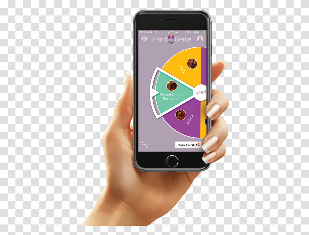 Hand Holding Phone With Food Genie App Hand Phone App, Mobile Phone, Electronics, Cell Phone, Person Transparent Png