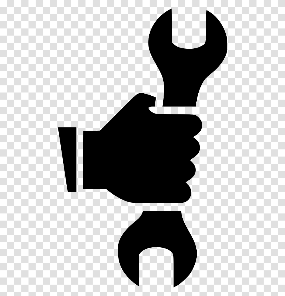 Hand Holding Wrench Icon, Axe, Tool, Silhouette, Light Transparent Png