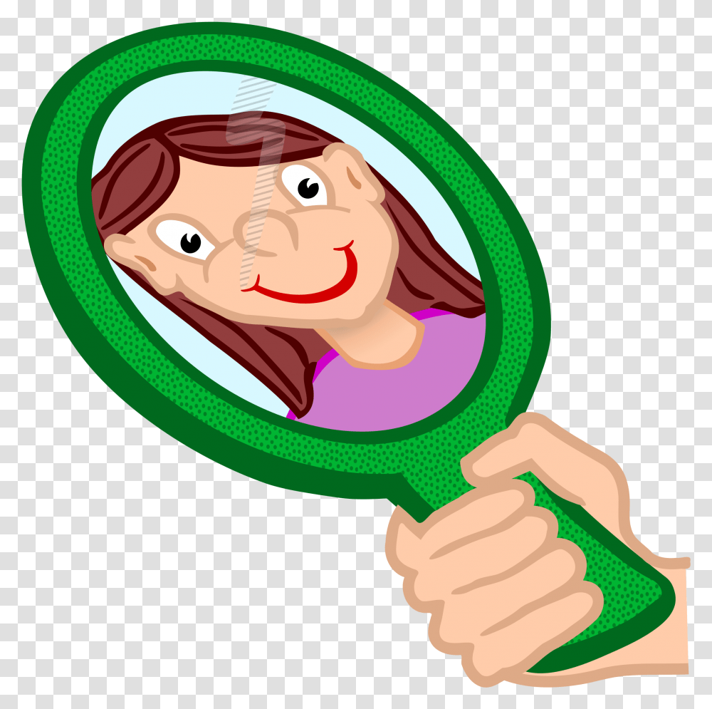 Hand Mirror Reflection Cartoon, Magnifying Transparent Png