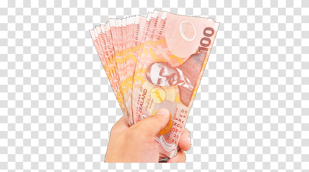 Hand New Zealand Money, Text, Person, Human, Paper Transparent Png