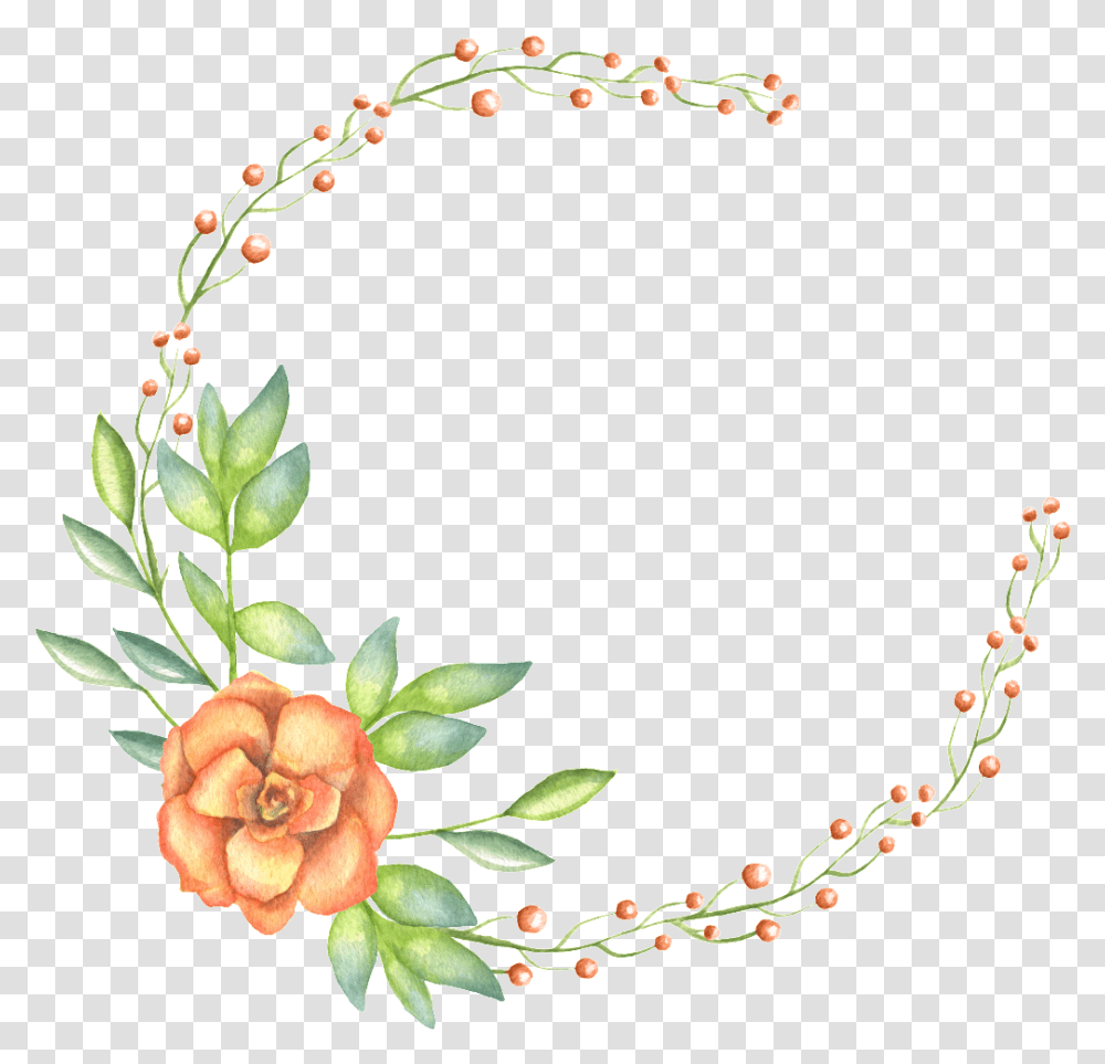Hand Painted A Flower And Garland Flowers Background Floral Border, Floral Design, Pattern Transparent Png