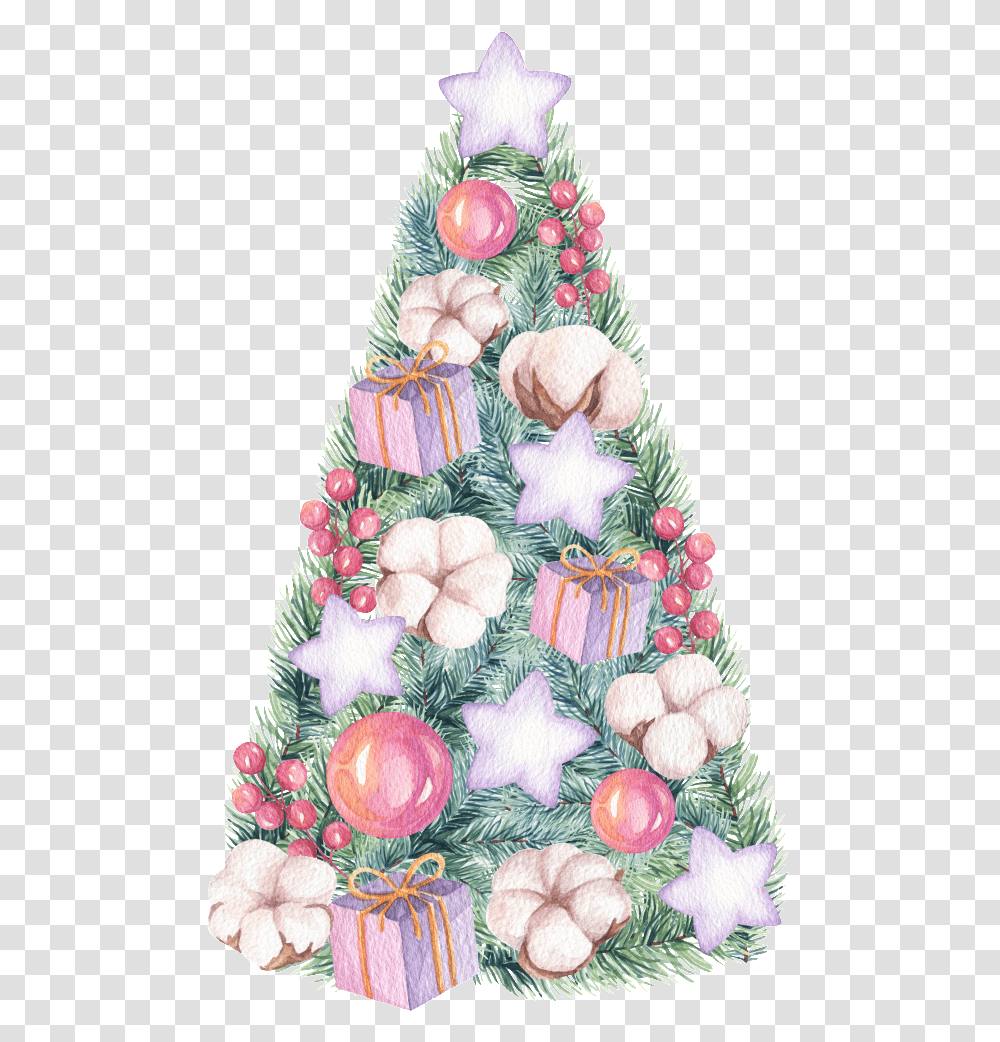 Hand Painted Beautiful Christmas Tree Pink Christmas Party Invitations, Plant, Ornament, Pine Transparent Png