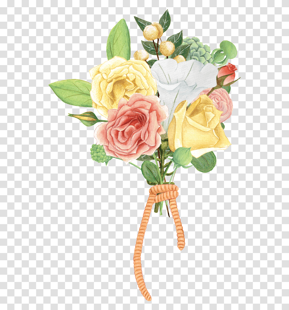 Hand Painted Beautiful Flower Bouquet Hd, Plant, Blossom, Flower Arrangement, Rose Transparent Png