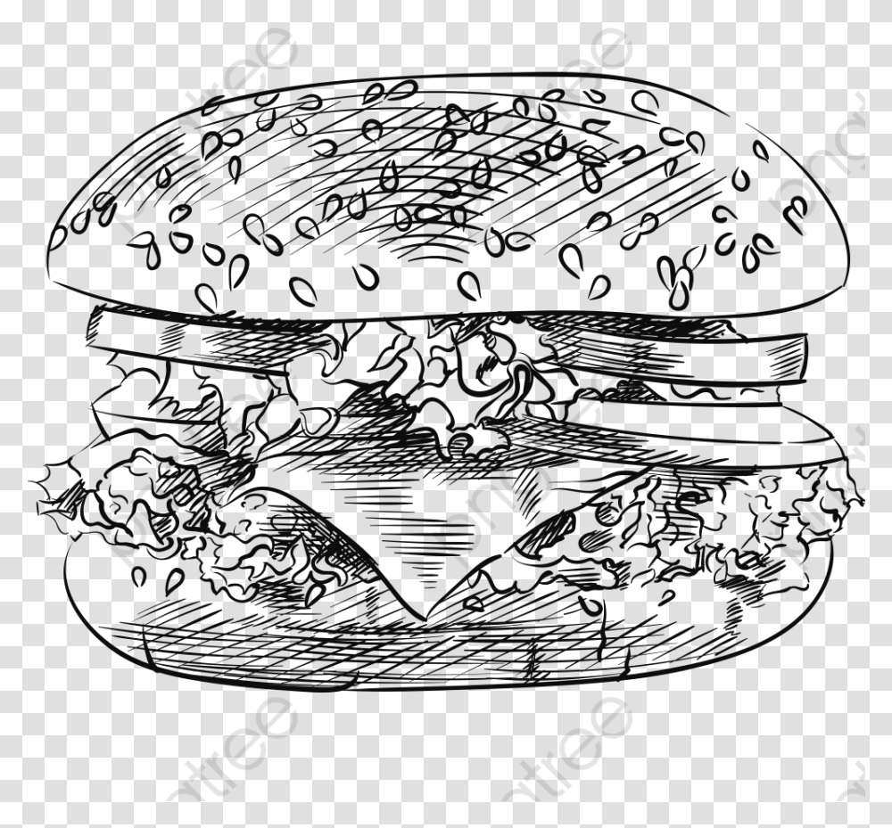 Hand Painted Burger Hand Drawn Burger, Hat, Cap Transparent Png