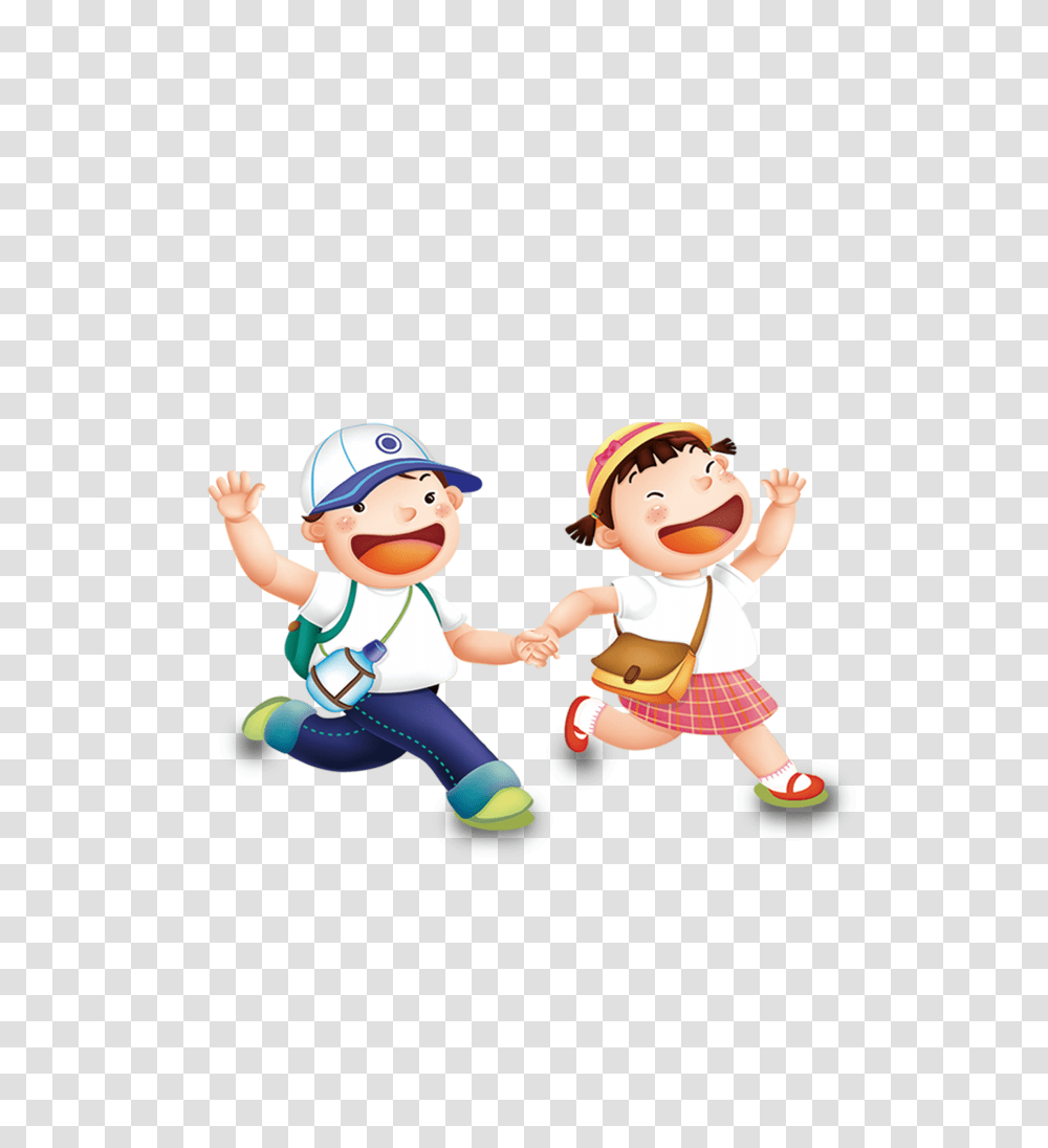 Hand Painted Cartoon Children Playing Decoratives Free, Person, People, Girl Transparent Png