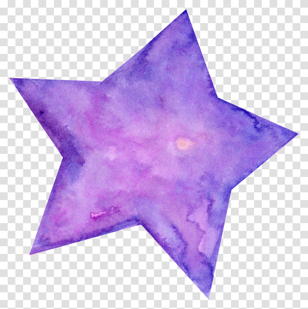 Hand Painted Cartoon Five Pointed Star Free, Star Symbol, Purple Transparent Png